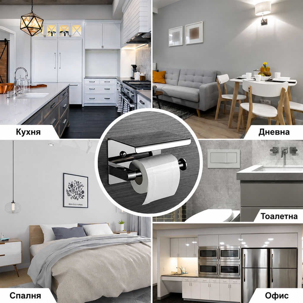Модерна Поставка за Тоалетна Хартия с Практичен Рафт за Телефон