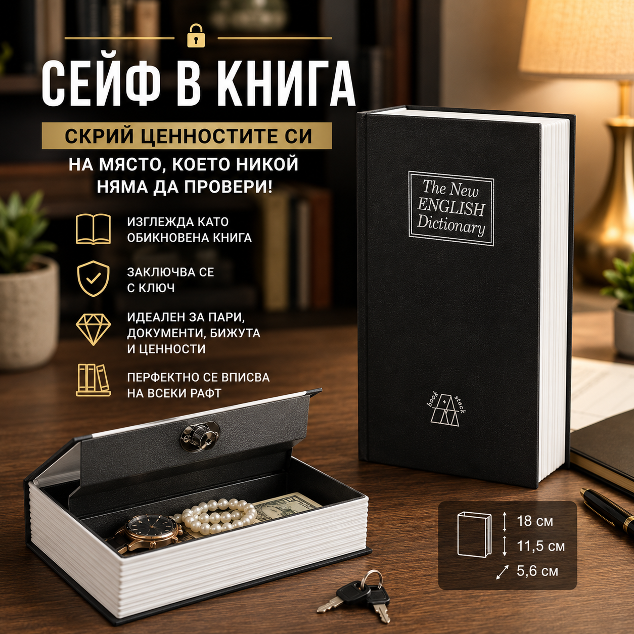 Сейф в книга "Тайното Съкровище" – Дискретност и Сигурност в Едно