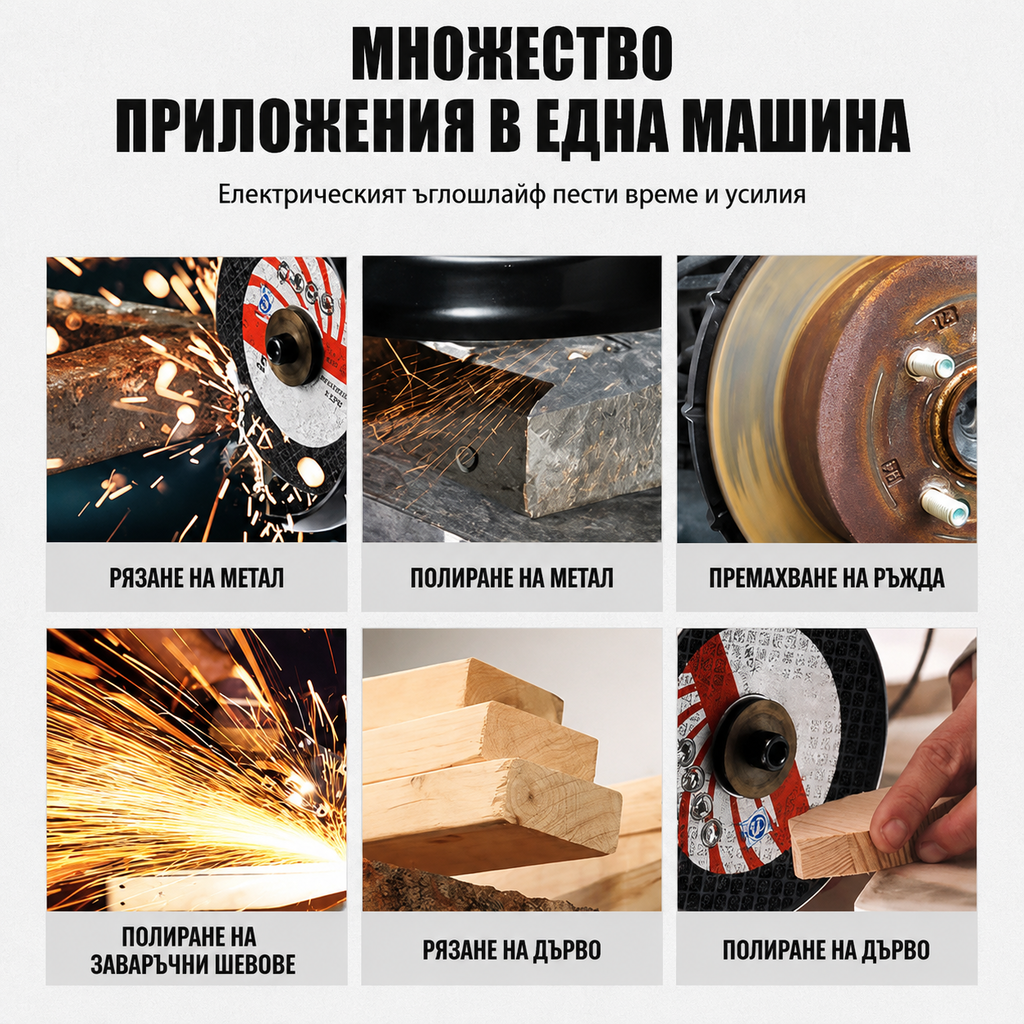 Акумулаторен мини ъглошлайф 12V с безчетков мотор, батерия и диск 76 мм
