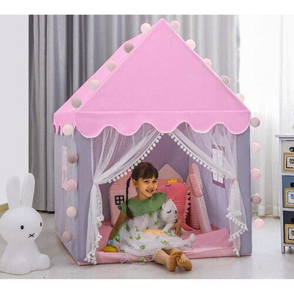 Детска палатка с лампички и балдахин Dream Castle - в нежно розово