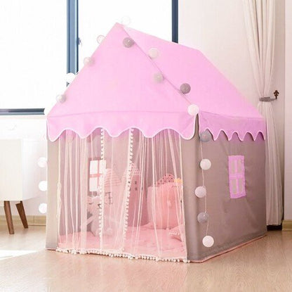 Детска палатка с лампички и балдахин Dream Castle - в нежно розово