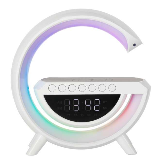 Многофункционална лампа 7в1 ,,GlowTune'' - музика, безжично зареждане на телефон, аларма
