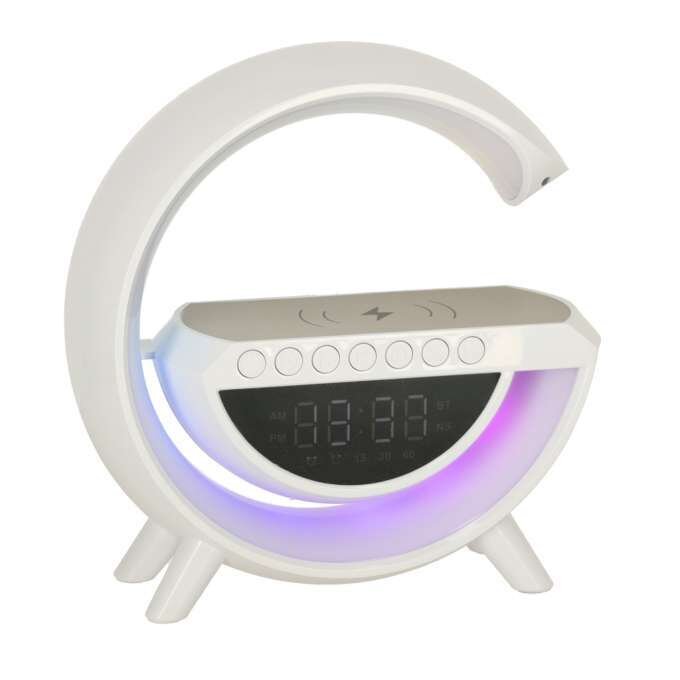 Многофункционална лампа 7в1 ,,GlowTune'' - музика, безжично зареждане на телефон, аларма