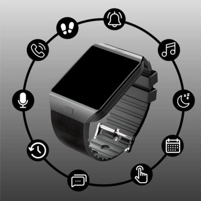 Смарт часовник „TechPro“ за разговори и съобщения - със SIM карта и камера