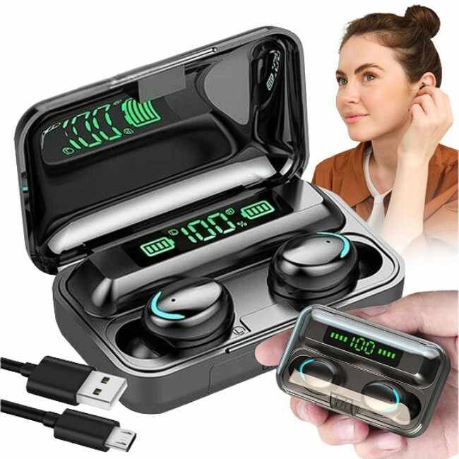 Безжични слушалки „PowerSound 10“ + Power Bank 2000 mAh - заряден кейс за слушалките и телефона ти