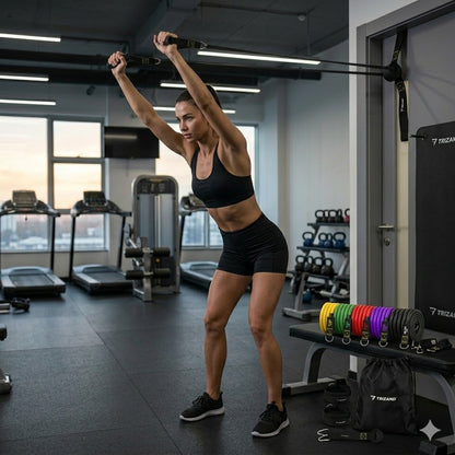 Комплект от 5 ластика за тренировка "FitGo" - съпротивление от 4кг до 30кг