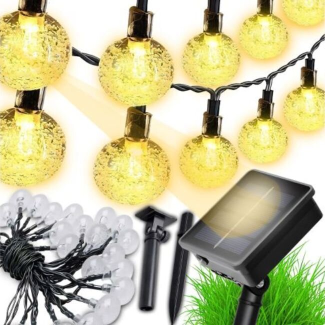 Соларен гирлянд със 100 LED топки „Блясък“ - за двор, балкон, огради
