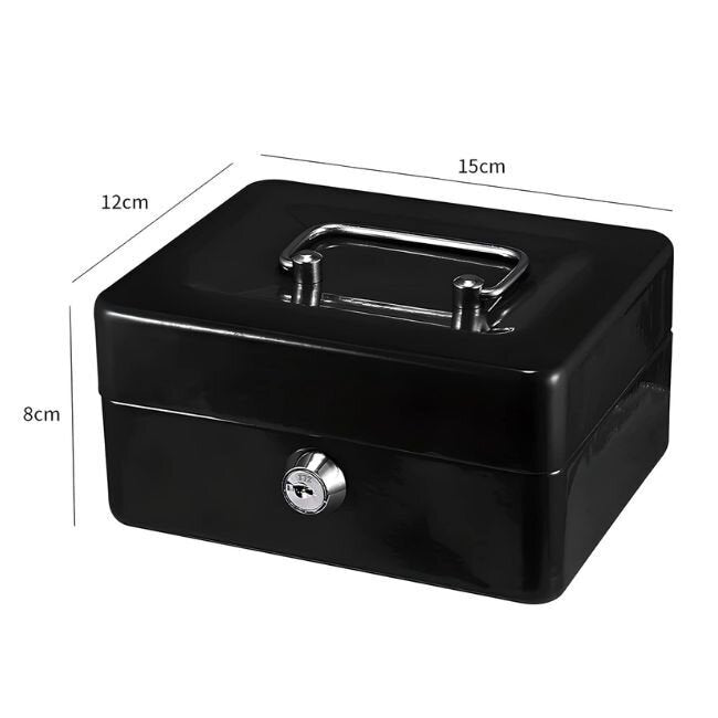 Mетална кутия за съхранение на пари и бижута „SafeBox“ - с оргайзер за монети и ключ