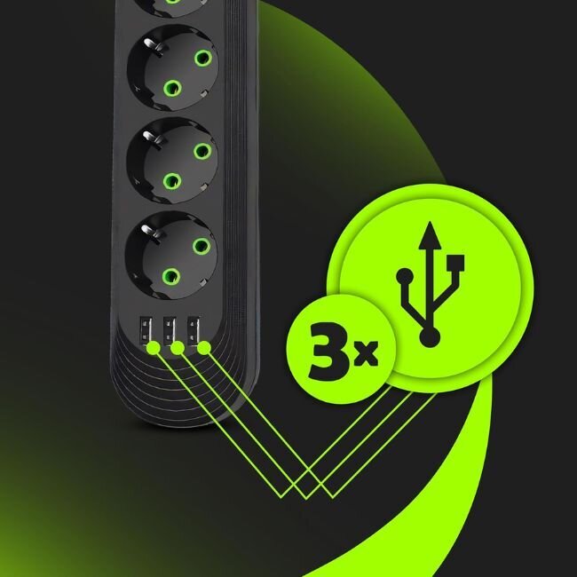 Разклонител с 5 гнезда и 3 USB порта „MaxPower“ 5м - удобство и функиционалност