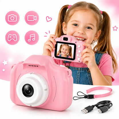Детски фотоапарат "KidSnap FunCam Pink" – HD камера със снимки, видео и игри