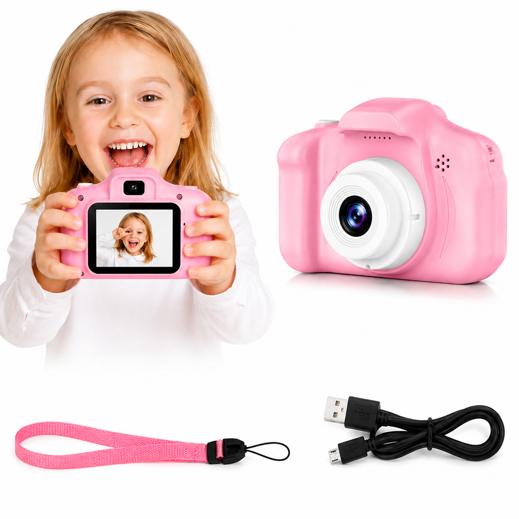 Детски фотоапарат "KidSnap FunCam Pink" – HD камера със снимки, видео и игри