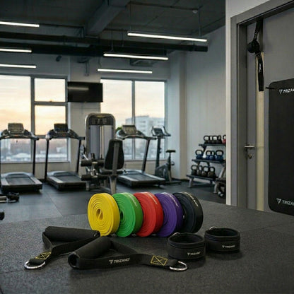 Комплект от 5 ластика за тренировка "FitGo" - съпротивление от 4кг до 30кг